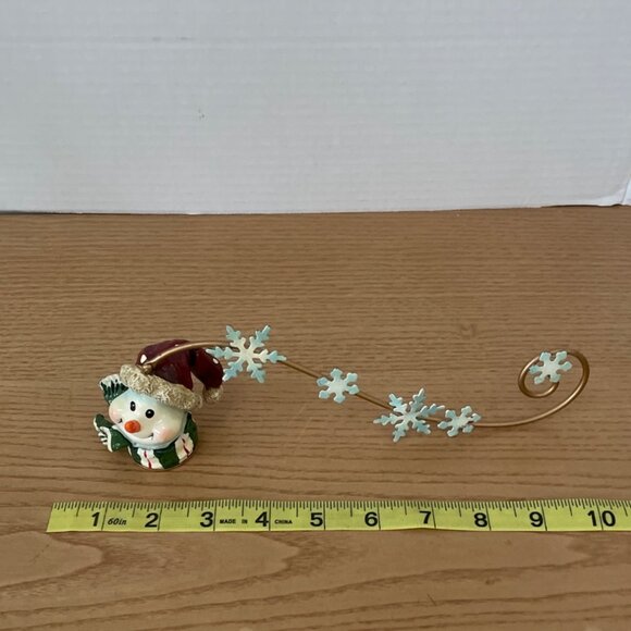 Adorable Snowman Candle Snuffer w Snowflake Handle Smiling w Carrot Nose 10 Inch - Picture 7 of 7